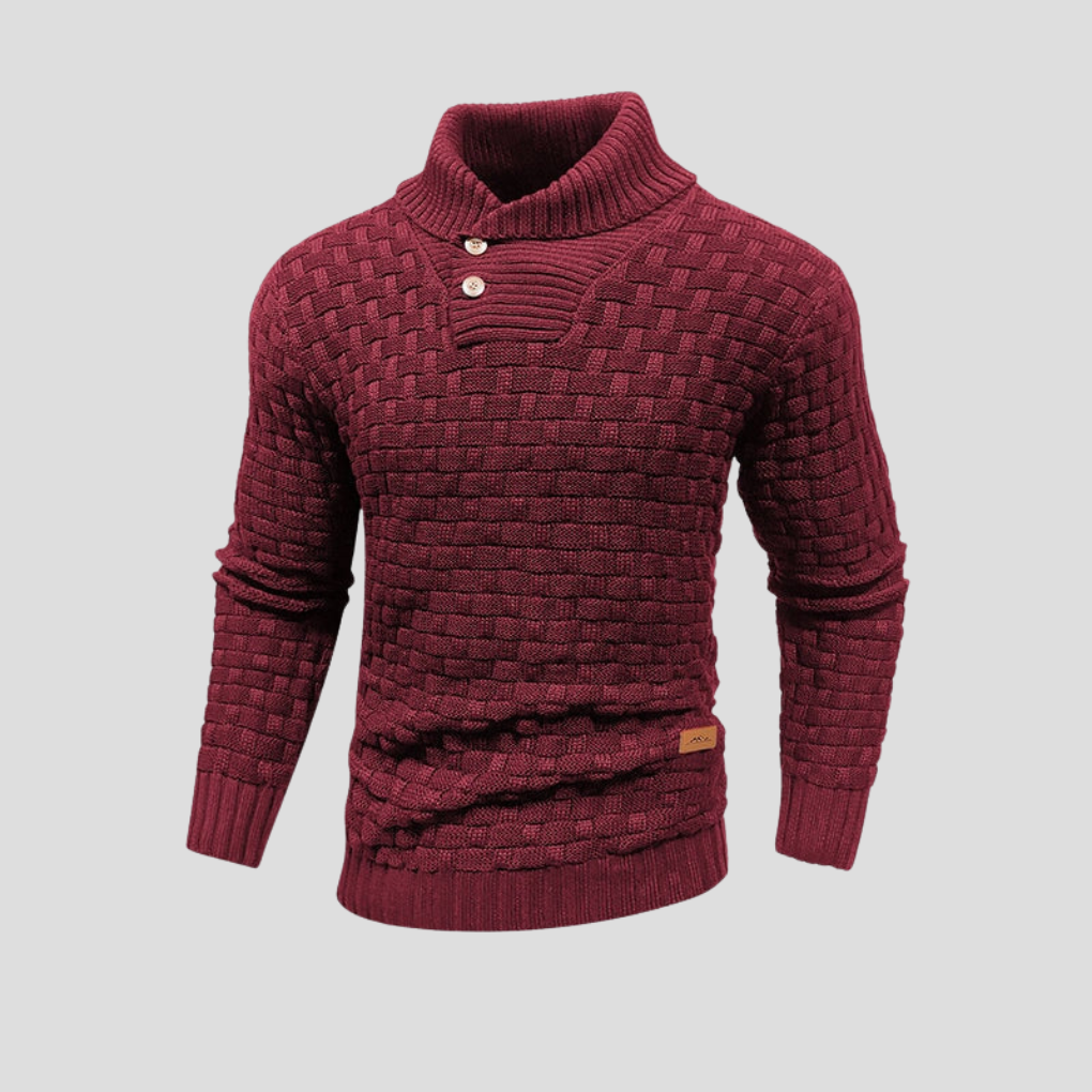KnitForm Herrenpullover – Strickpullover mit Halbkraagen und Knopfverschluss in klassischer Passform
