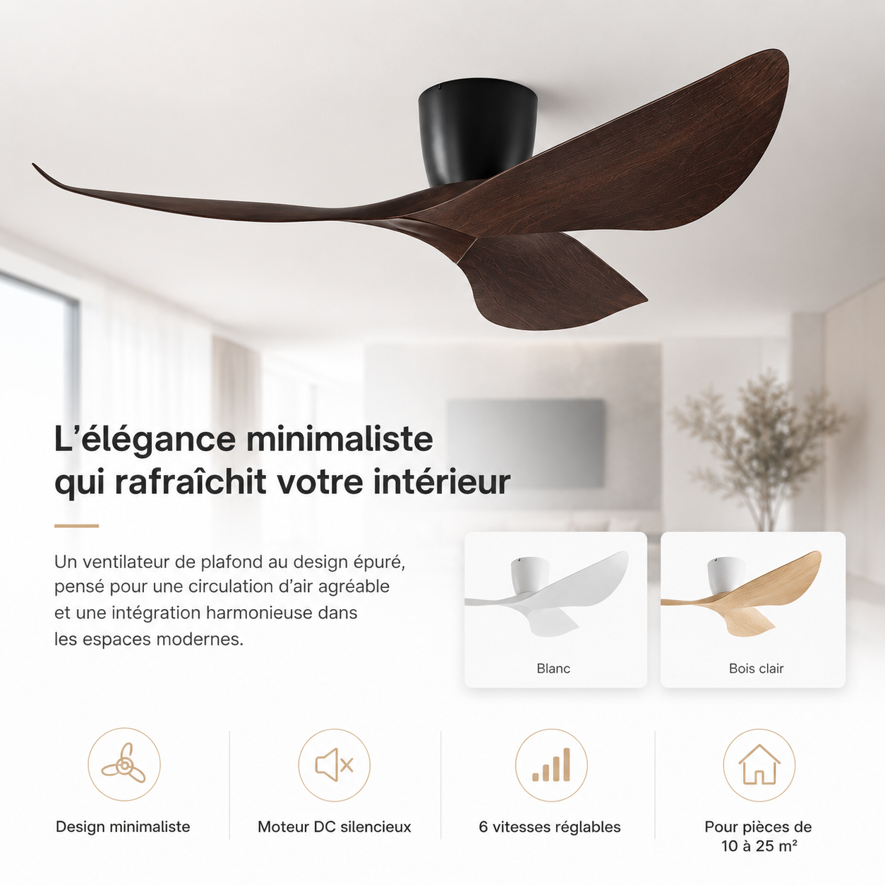 Nelvarn – Minimalistischer Deckenventilator mit Flügeln