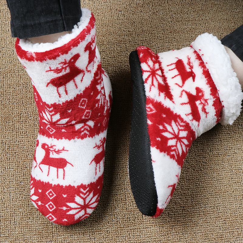 Warme Weihnachts-Hausschuhe aus Korallenfleece
