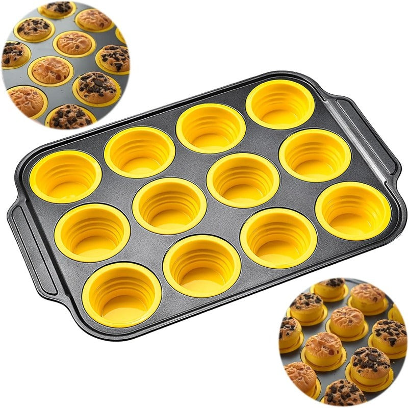 Silikon-Muffinform mit Robuster Metallrahmen – Flexible Backform für Muffins und Cupcakes