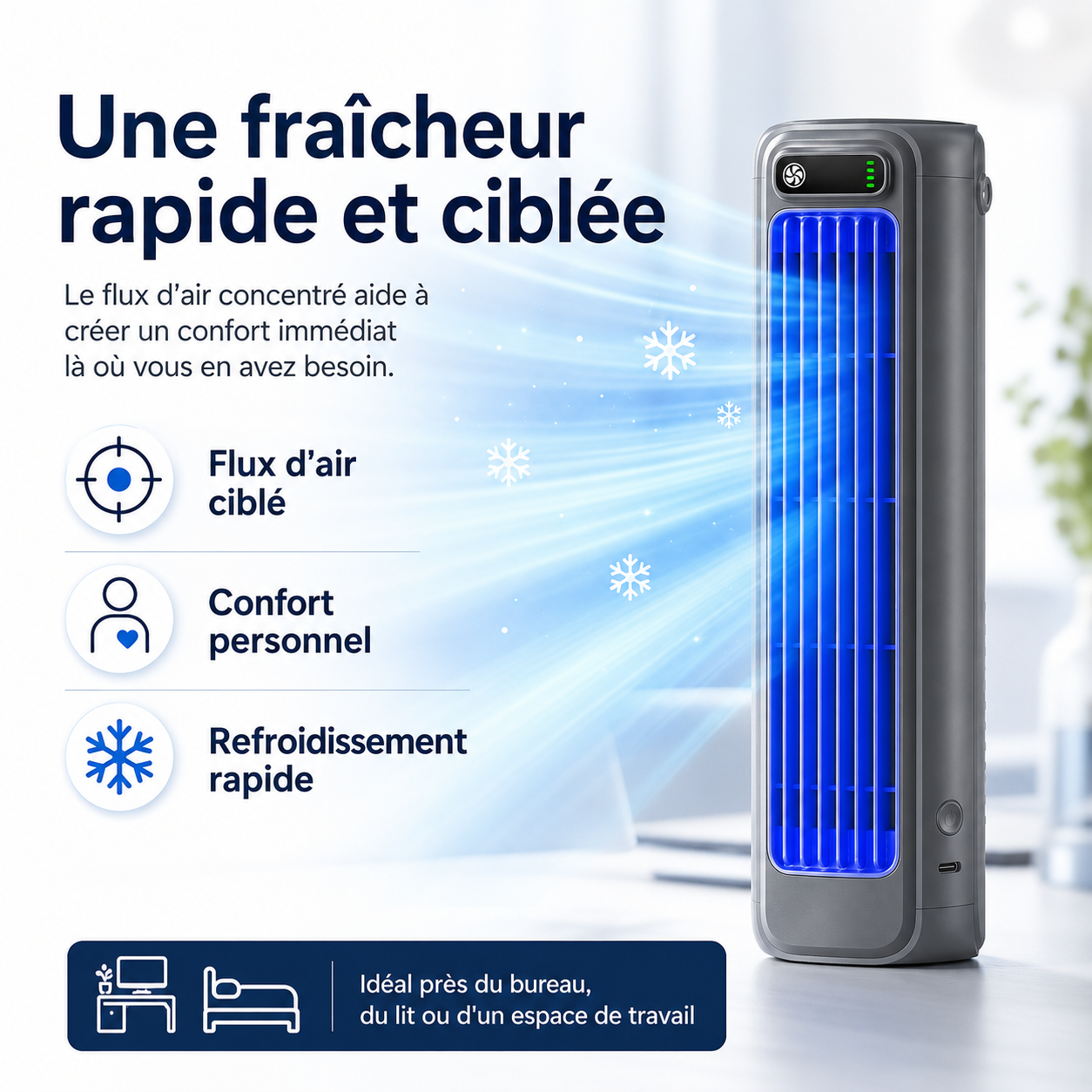 AirWave – Tragbare wiederaufladbare Klimaanlage mit 12 Stunden Akkulaufzeit