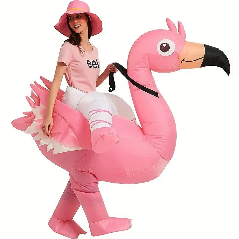 FlamingoRider - Lustiges Aufblasbares Flamingo Kostüm für Karneval & Festliche Anlässe