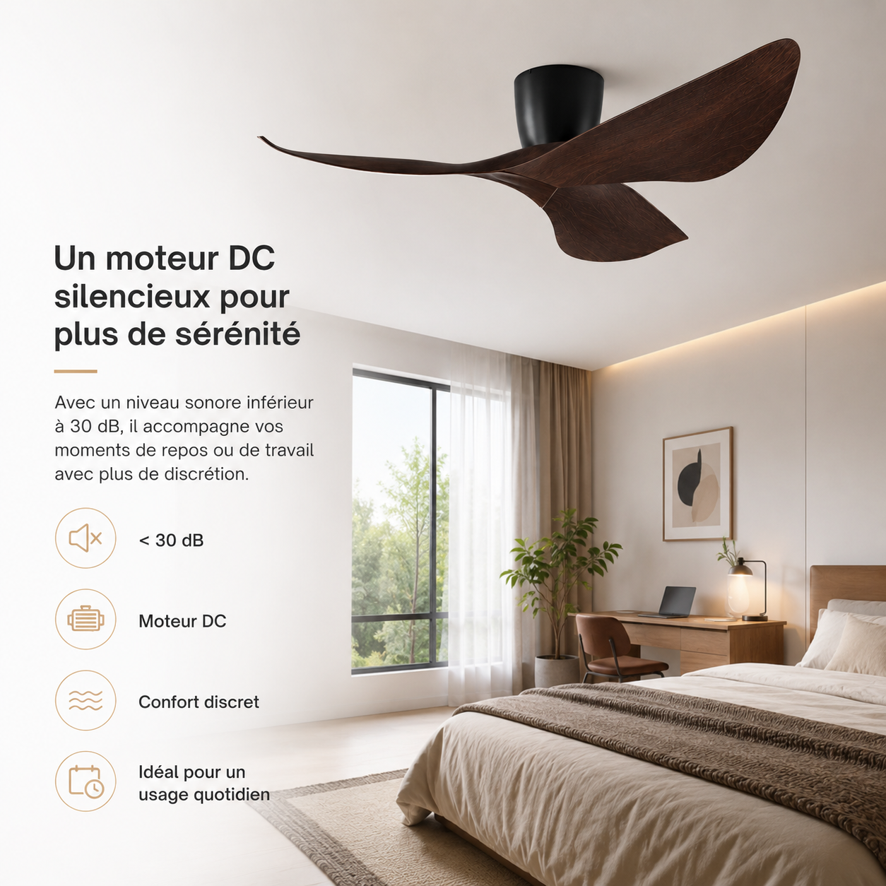 Nelvarn – Minimalistischer Deckenventilator mit Flügeln
