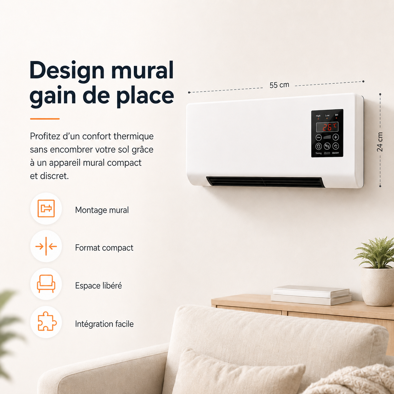 Klimaanlage | Heizung und Kühlung | Wandmontiert mit Fernbedienung
