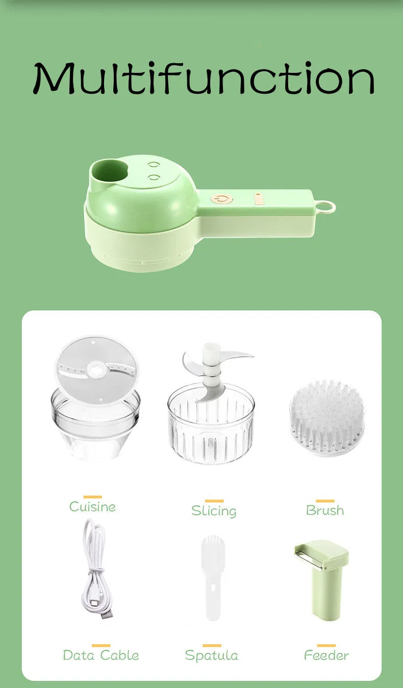 GreenTech Gemüseschneider | Der 4-in-1 Elektrisch aufladbare Gemüseschneider