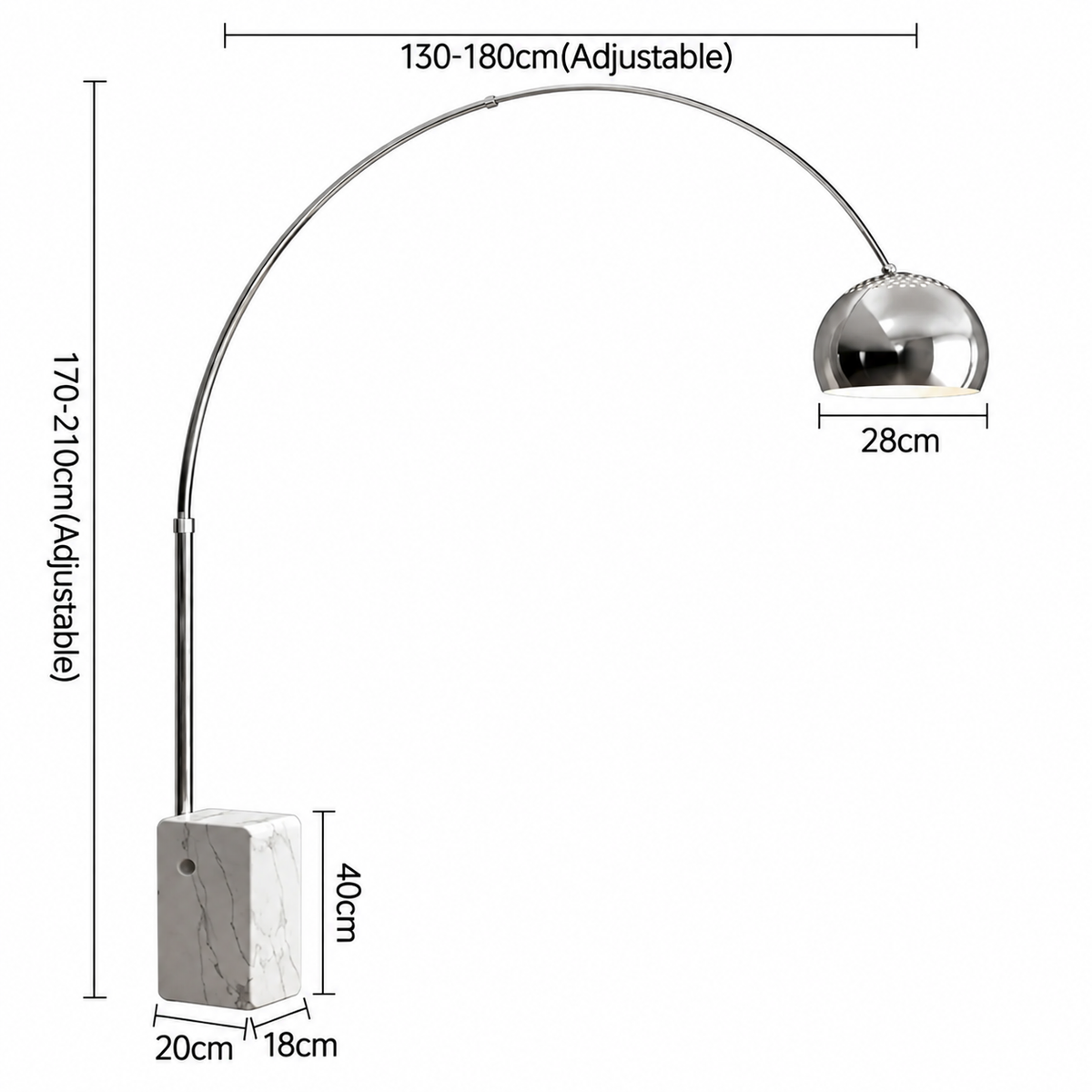 Italienische Arco Stehlampe – Modernes Design für das Wohnzimmer