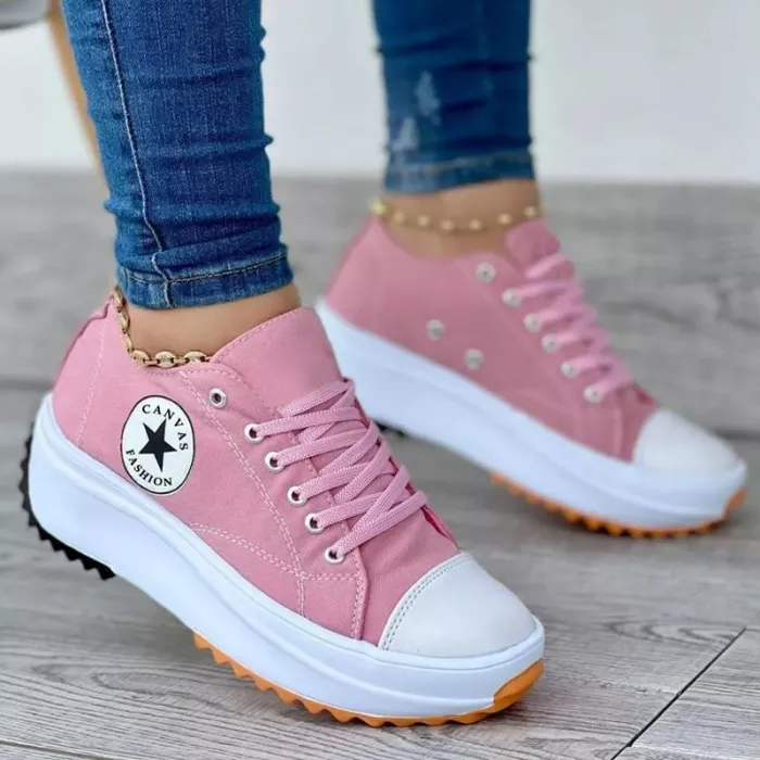 Drune Sneaker Damen dicke Sohle Schnürung