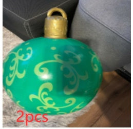 Aufblasbare Weihnachtskugel Außen Deko 60cm – Wetterbeständige PVC Weihnachtsdekoration