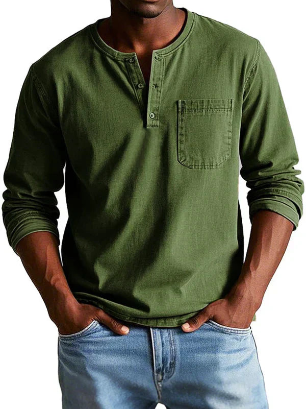 Philipp | Herren Lässiges Langarm-Henleyshirt