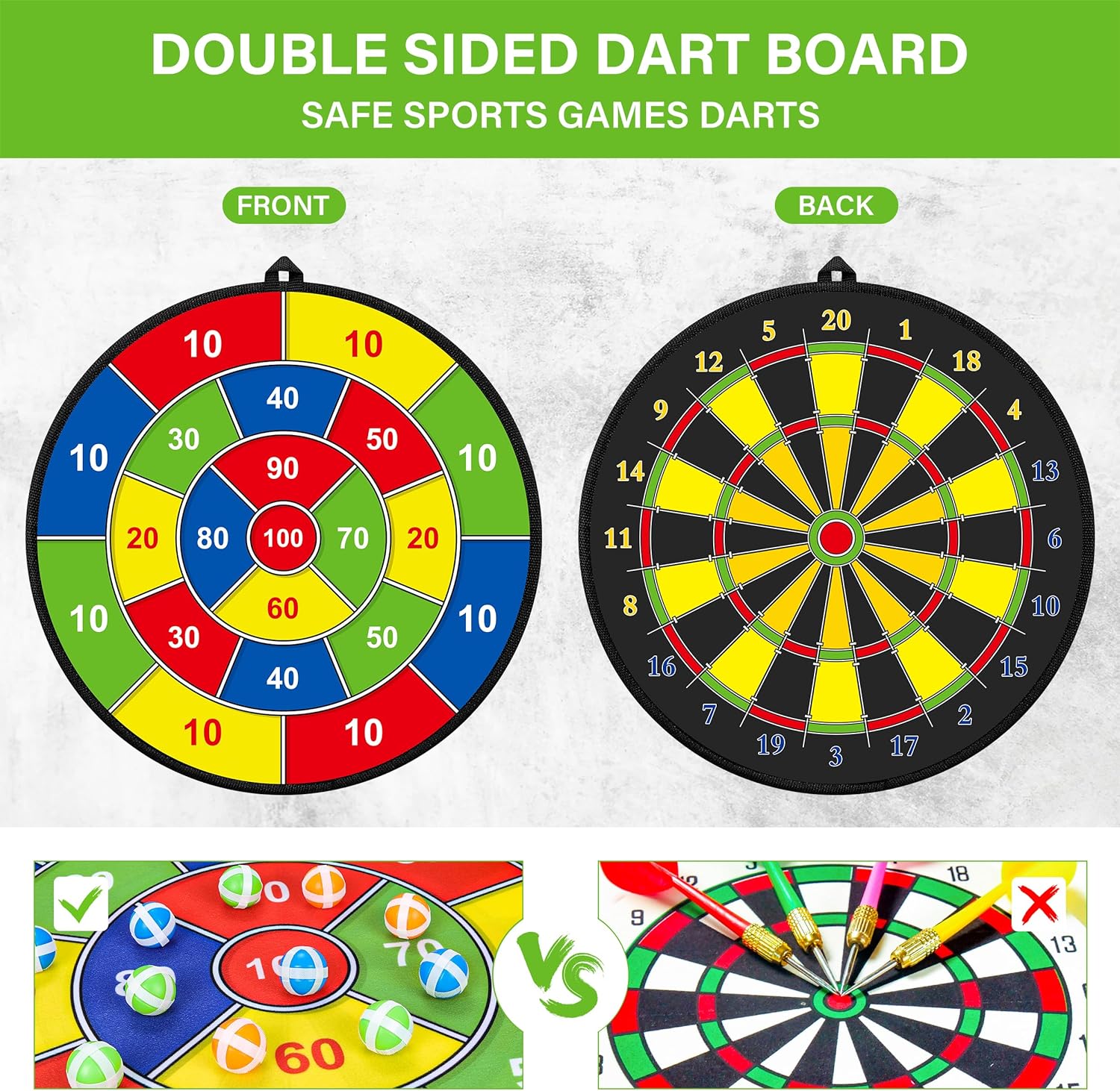 Großes doppelseitiges Dartboard für Kinder – Spielen, Lernen und Entspannen