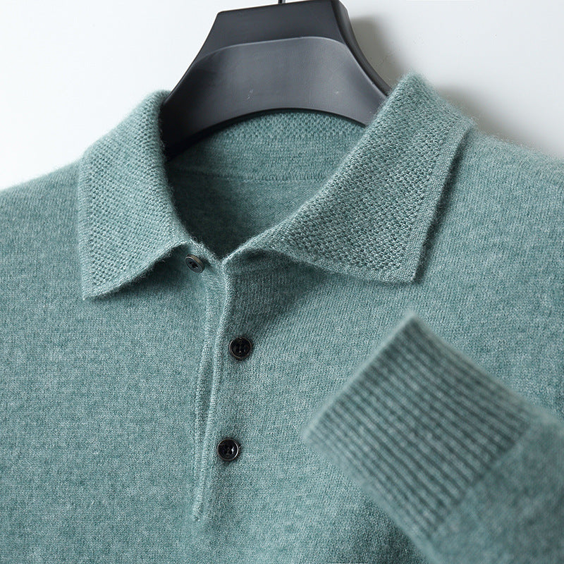 NordicLuxe Cashmere Merino Wolle Polohemd, Stockholm Stil