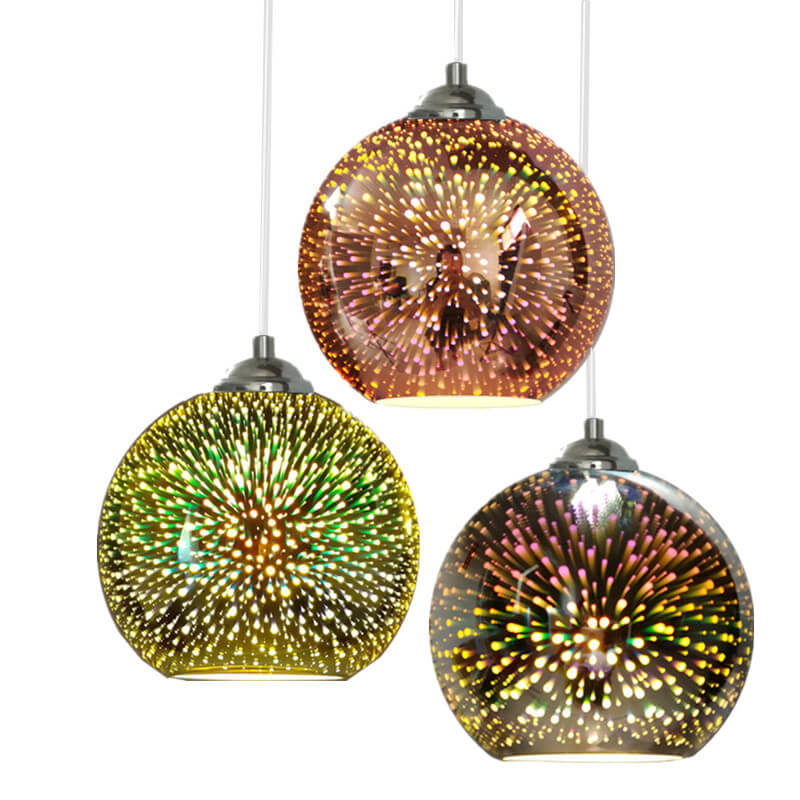 Frendorf | 3D Feuerwerk Glas Pendelleuchte | Kreatives Farbglas Design