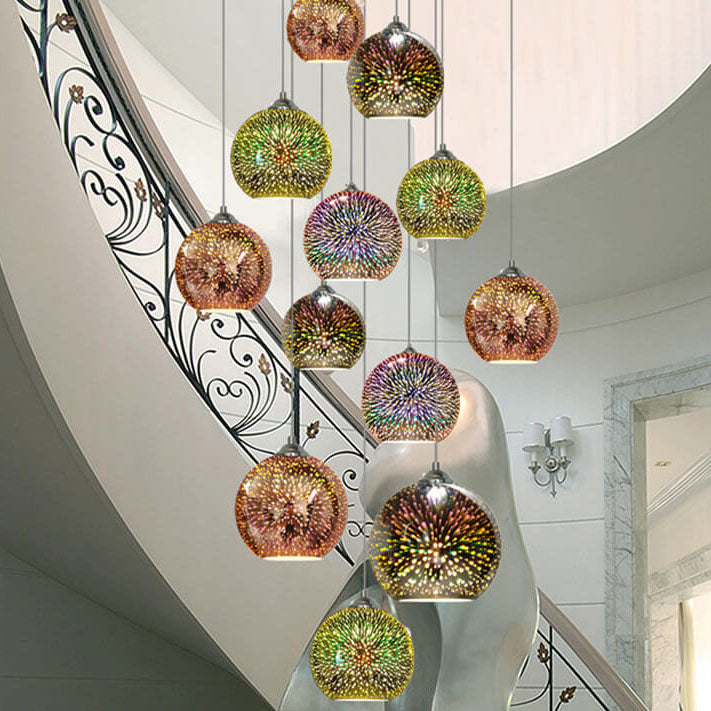 Frendorf | 3D Feuerwerk Glas Pendelleuchte | Kreatives Farbglas Design