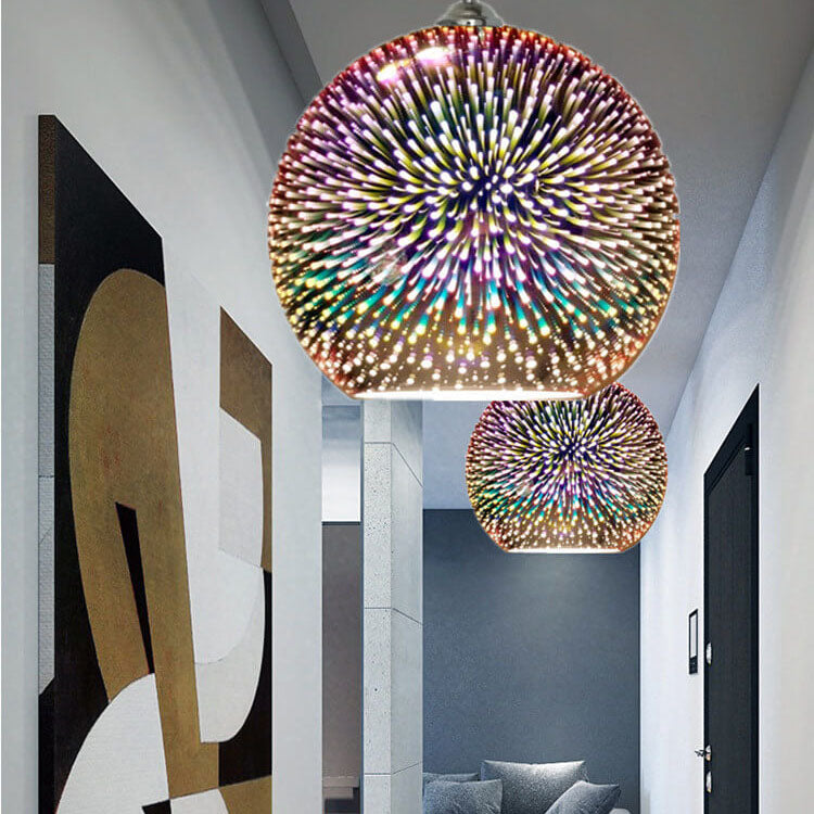 Frendorf | 3D Feuerwerk Glas Pendelleuchte | Kreatives Farbglas Design