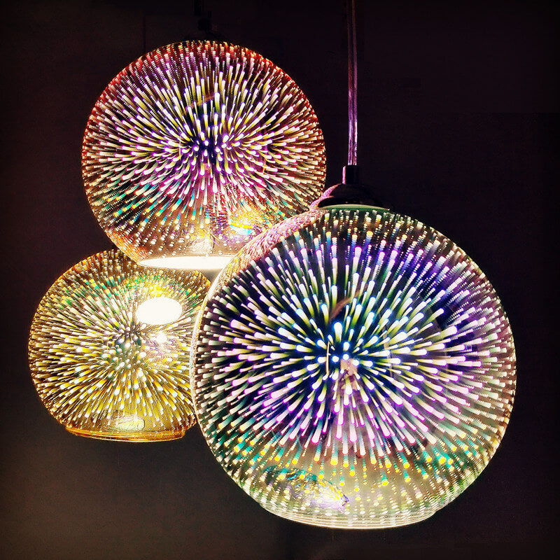 Frendorf | 3D Feuerwerk Glas Pendelleuchte | Kreatives Farbglas Design