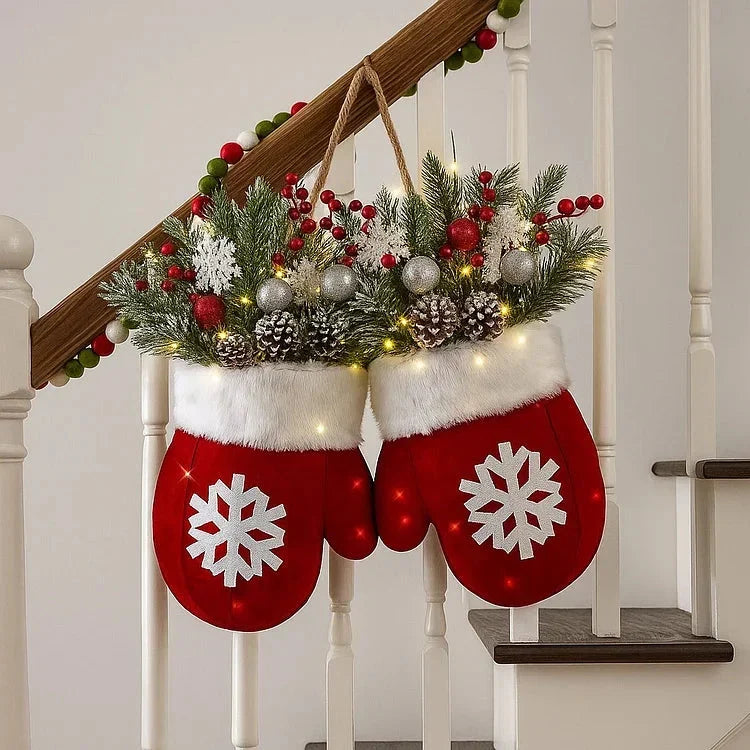 Weihnachtskranz in Handschuhform – 120 LEDs mit Timerfunktion