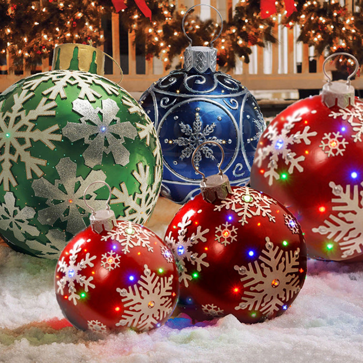 Aufblasbare Weihnachtskugel Außen Deko 60cm – Wetterbeständige PVC Weihnachtsdekoration