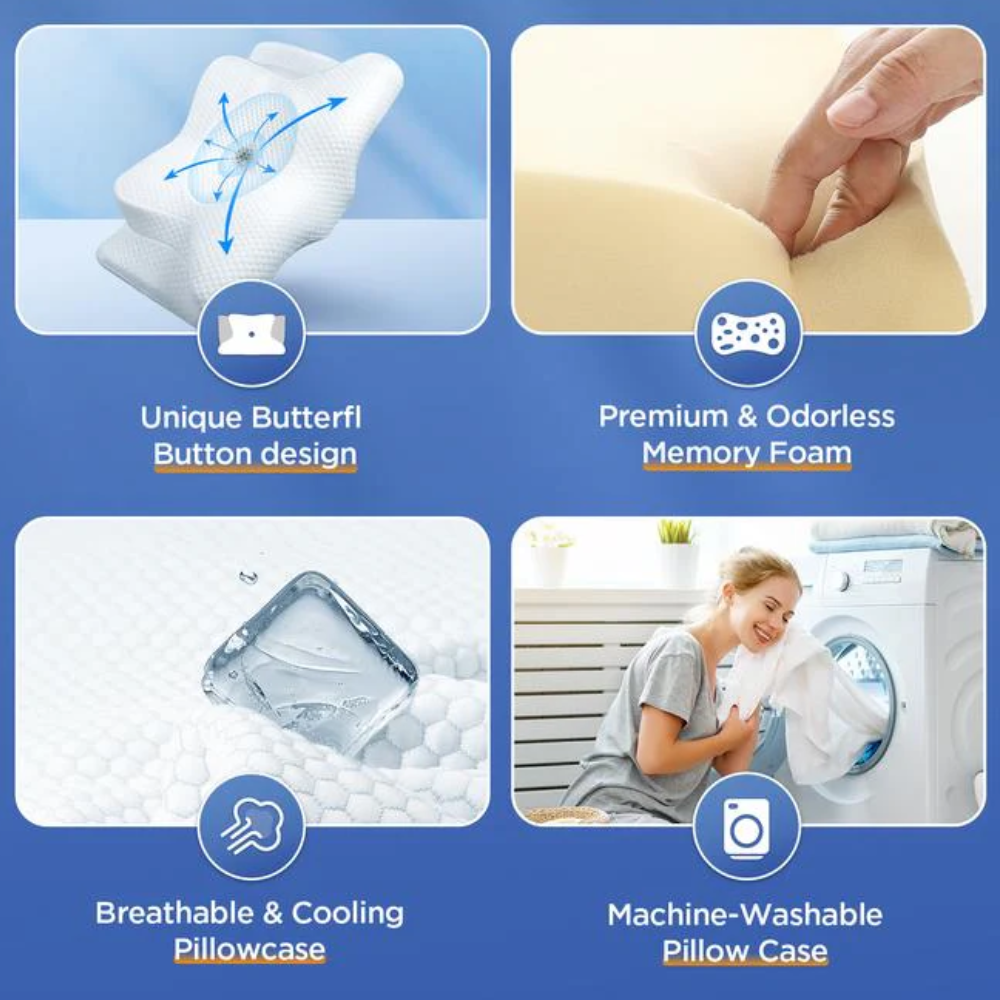 Anti-Schnarch Kissen | Ergonomische Nacken- und Kopfstütze | Weiß