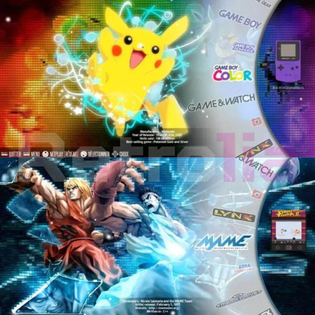 PixelDrive 64gb: Original mit 2 Controllern - Über 20.000 Spiele von Mario bis Pokémon