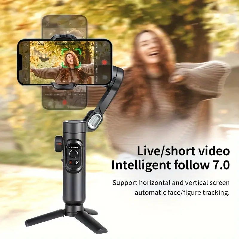 SmartPro Handheld Gimbal Stabilizer - Faltbarer Smartphone Video Vlog PTZ Stabilizer für iPhone, Android und Samsung