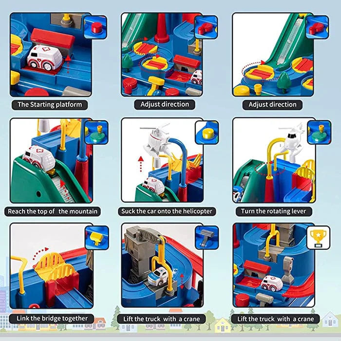 RescueTrack Abenteuer-Set – Pädagogisches Spielzeug für Rettungsfahrzeuge für Kleinkinder