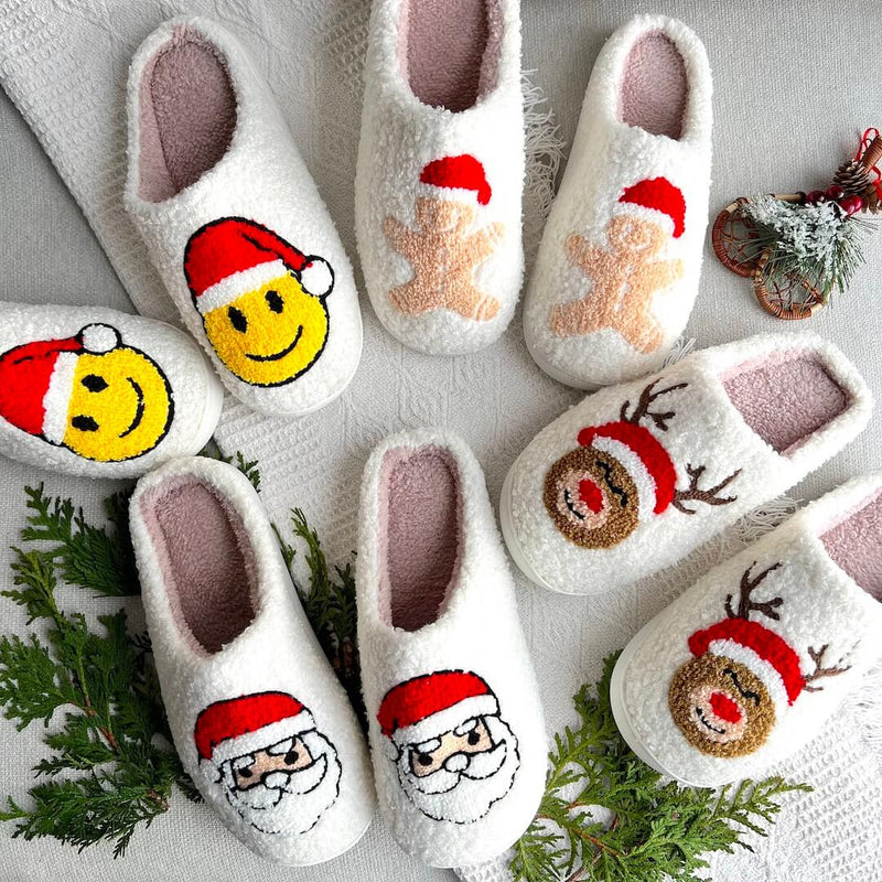 SnowJoy Weihnachtspantoffeln – Warme Schlappen mit Festlichem Design & Antirutschsohle