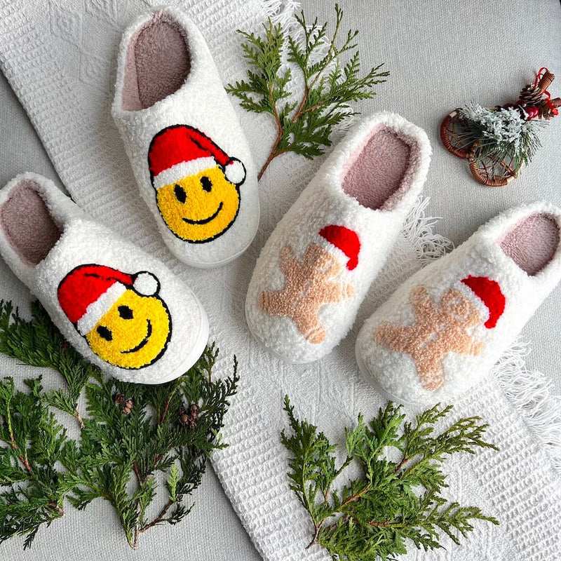 SnowJoy Weihnachtspantoffeln – Warme Schlappen mit Festlichem Design & Antirutschsohle
