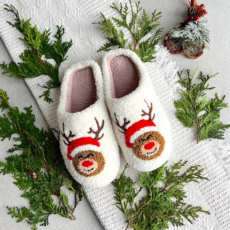 SnowJoy Weihnachtspantoffeln – Warme Schlappen mit Festlichem Design & Antirutschsohle