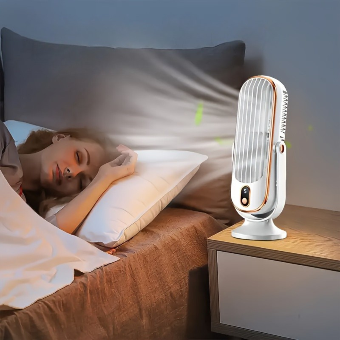 AeroLux Elite Kühlventilator | Dualmotor, 720° Rotation, USB wiederaufladbar & ultra-leise für ultimativen Komfort überall