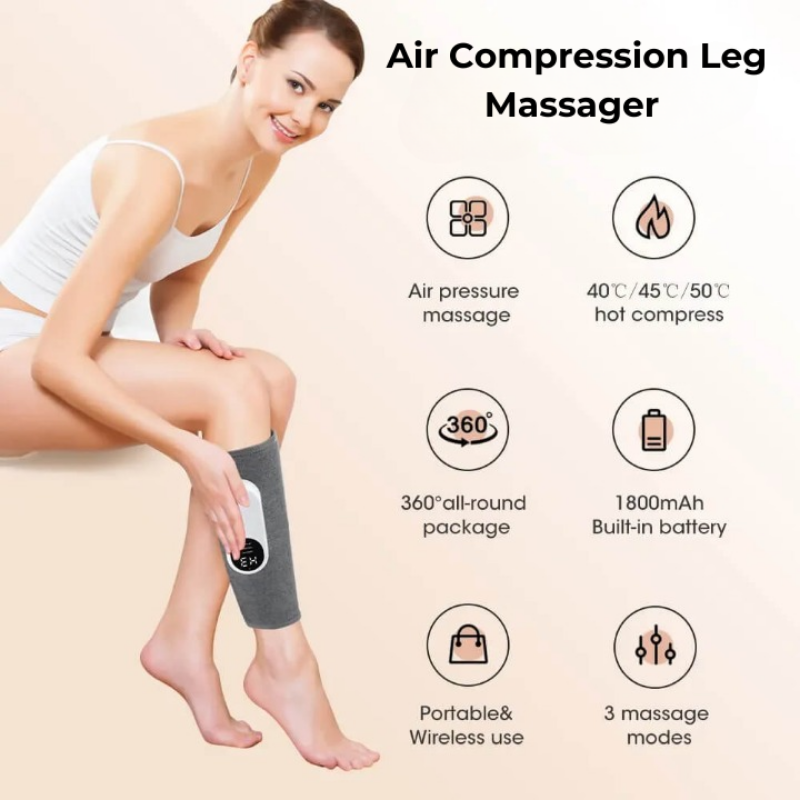 LegRelief Pro | Kabelloser Wiederaufladbarer Bein- und Wadenmassager mit Luftkompression