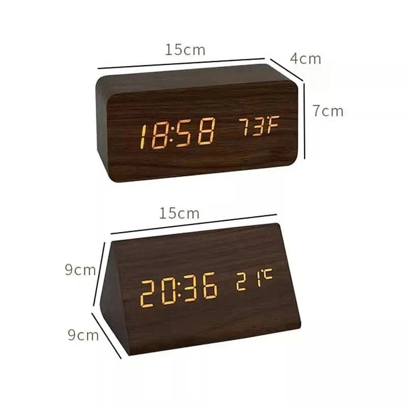 Futura Wecker Holzoptik LED Mit Drei Alarmen Temperaturanzeige Einstellbare Helligkeit