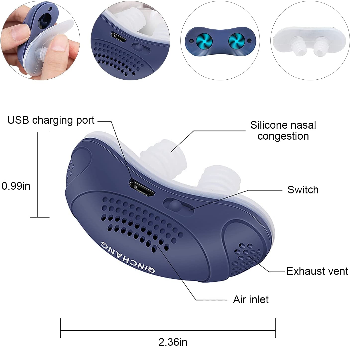 Anti-Schnarch-Gerät | Schlauchloses, maskenloses Mikro-CPAP