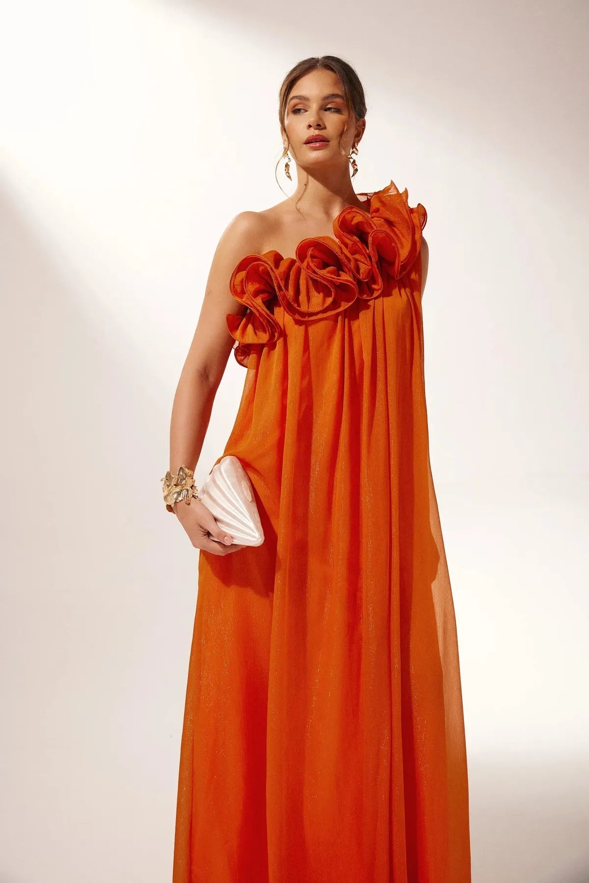 ElegantEve Asymmetrisches Abendkleid | Ein-Schulter-Design mit Blumenmuster für einen atemberaubenden Look