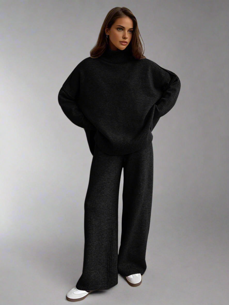 CozyNest Rollkragen-Loungewear-Set | Luxuriöser, weicher Strick für ultimativen Komfort und Stil