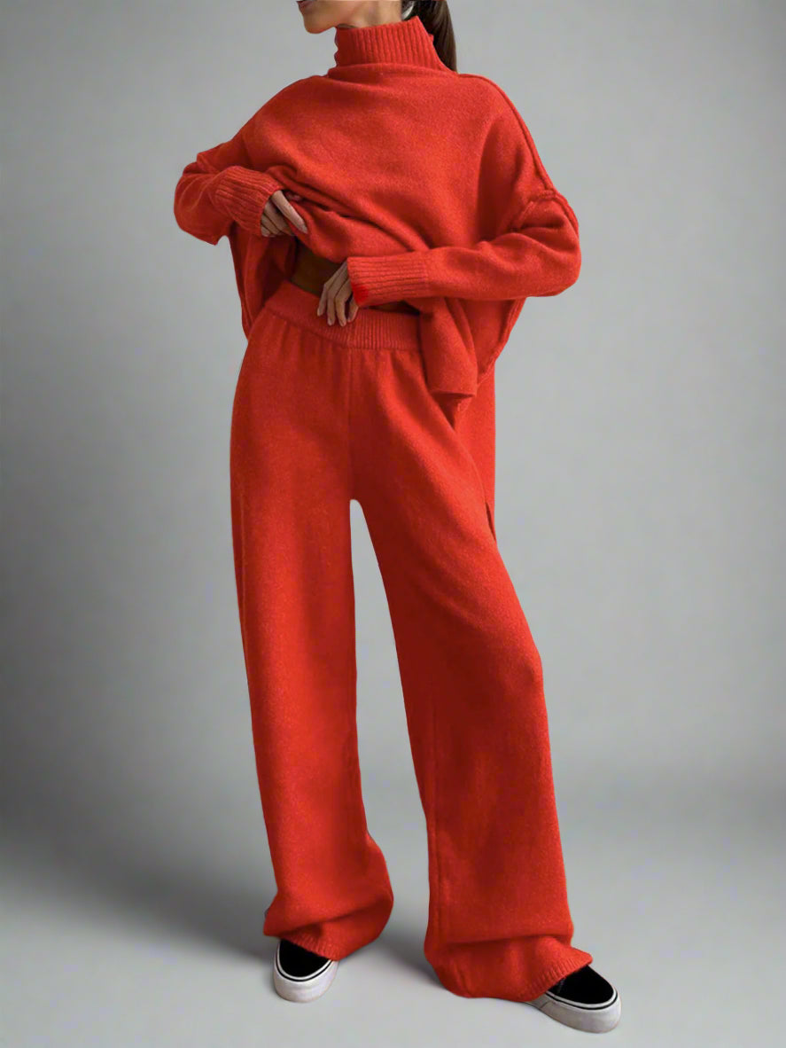 CozyNest Rollkragen-Loungewear-Set | Luxuriöser, weicher Strick für ultimativen Komfort und Stil