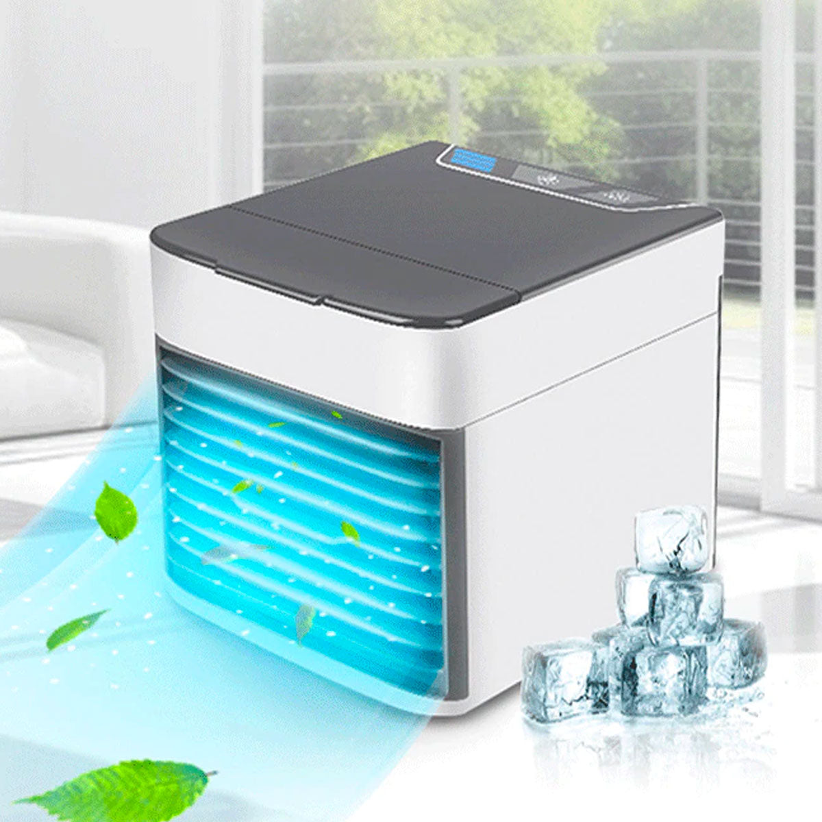 3-in-1 Luftkühler mit Ventilator, Luftbefeuchter und Luftreiniger – Tragbar, leise und mit LED-Nachtlicht
