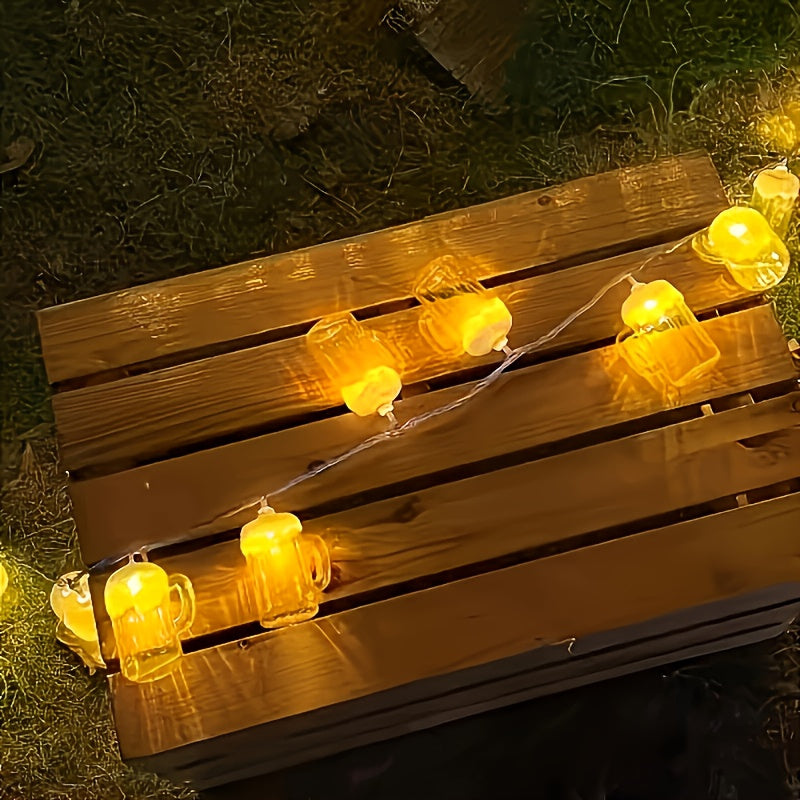 Oktoberfest Bierkrug Lichterkette – 20 Warmweiße LED-Lämpchen, Batteriebetrieben