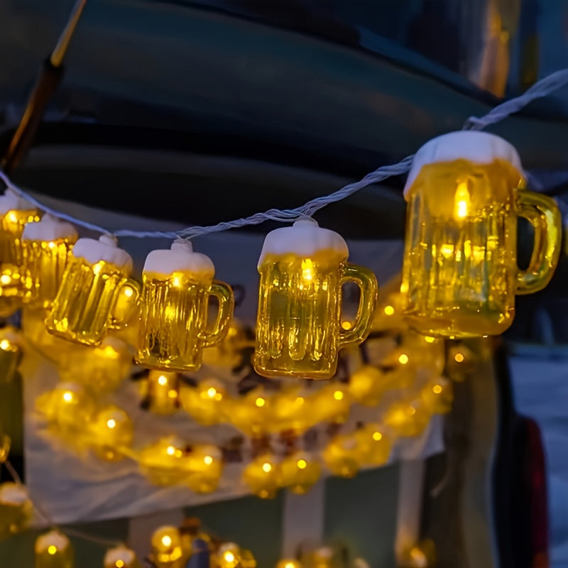 Oktoberfest Bierkrug Lichterkette – 20 Warmweiße LED-Lämpchen, Batteriebetrieben