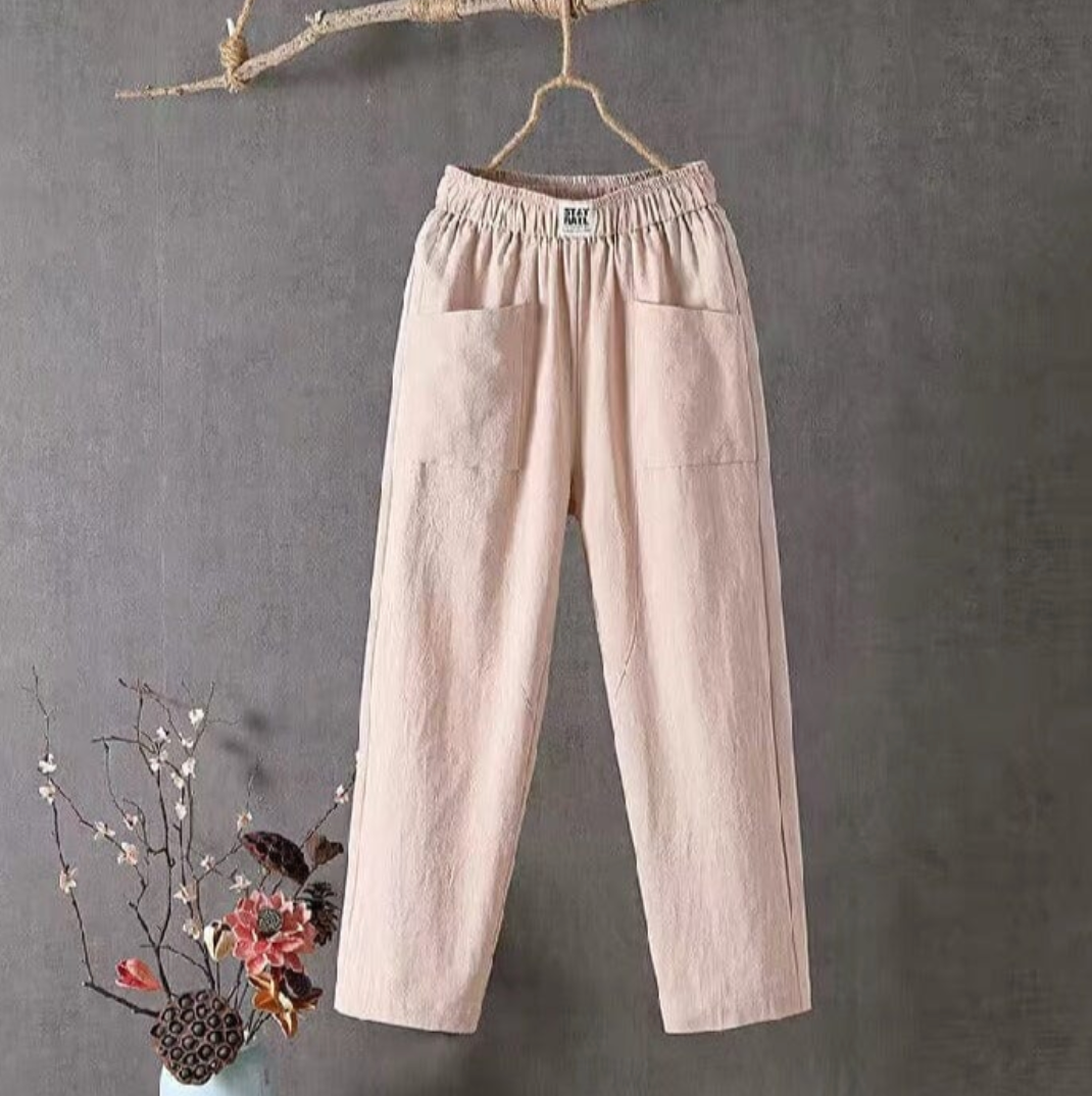 Bequeme Hose mit Elastischem Bund und Taschen für Damen | Ideal für Heiße Tage
