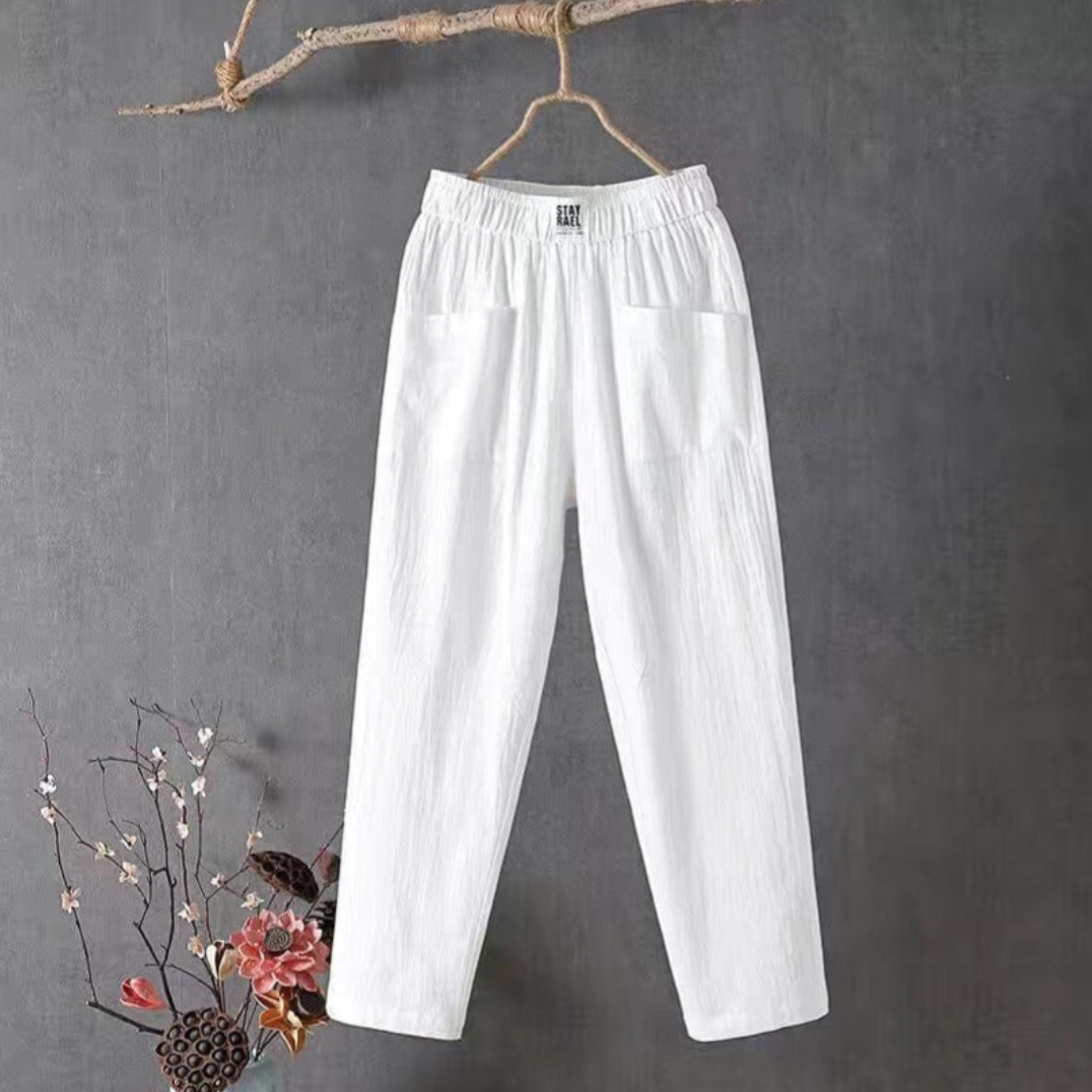 Bequeme Hose mit Elastischem Bund und Taschen für Damen | Ideal für Heiße Tage