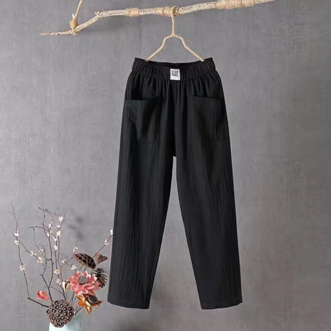 Bequeme Hose mit Elastischem Bund und Taschen für Damen | Ideal für Heiße Tage