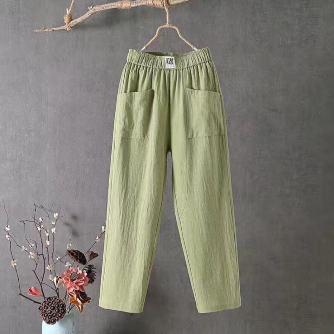 Bequeme Hose mit Elastischem Bund und Taschen für Damen | Ideal für Heiße Tage