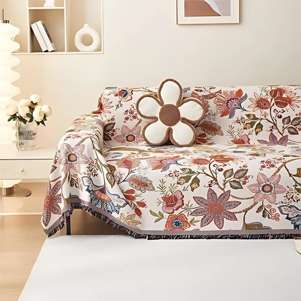 Blumenmuster Decke mit Rustikalen Fransen aus Weichem Polyester Baumwolle