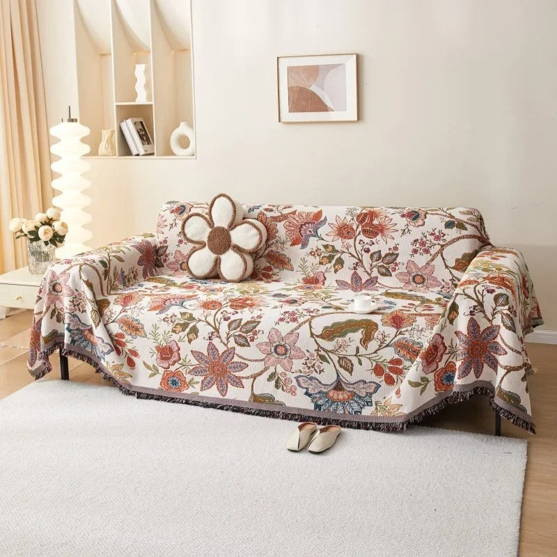 Blumenmuster Decke mit Rustikalen Fransen aus Weichem Polyester Baumwolle