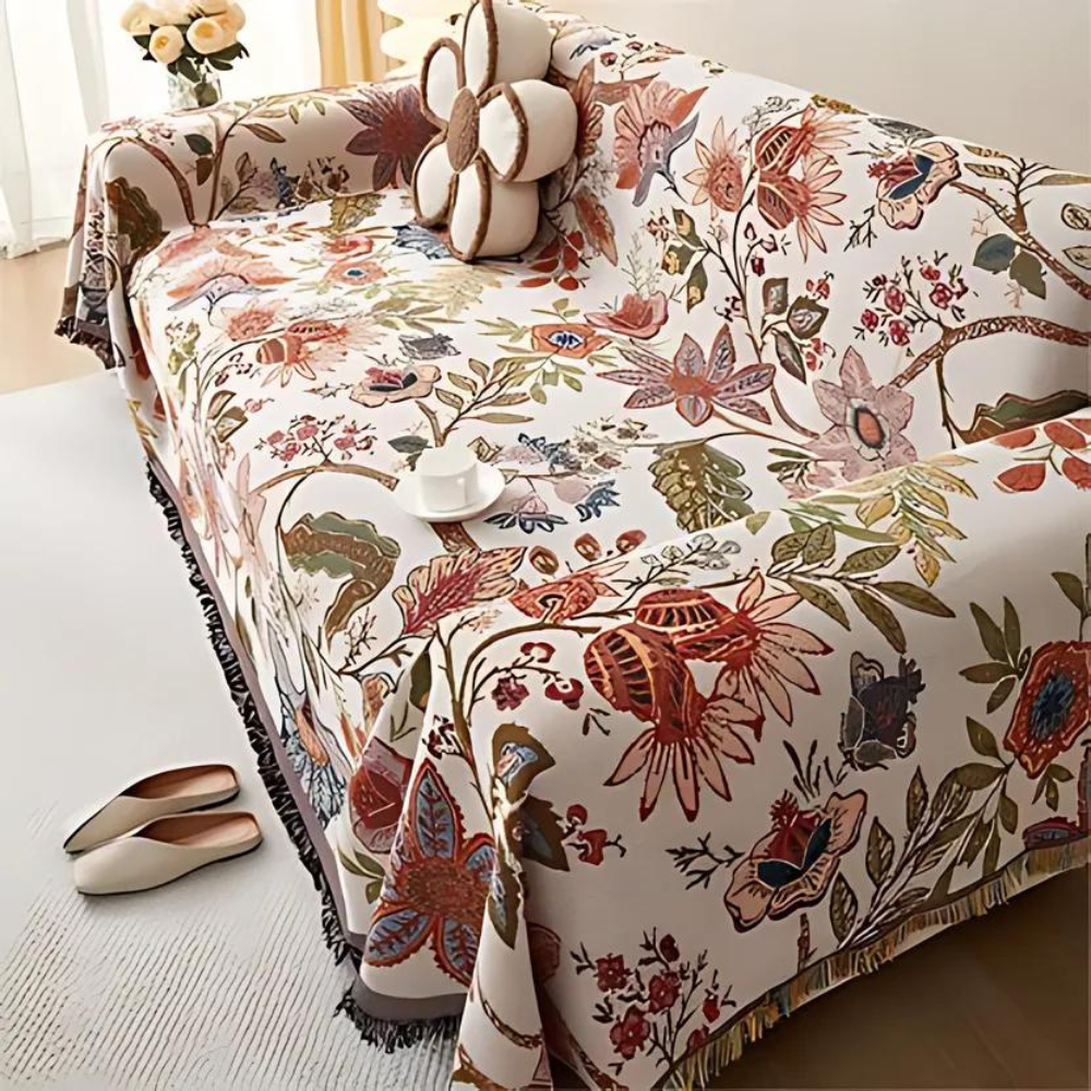 Blumenmuster Decke mit Rustikalen Fransen aus Weichem Polyester Baumwolle