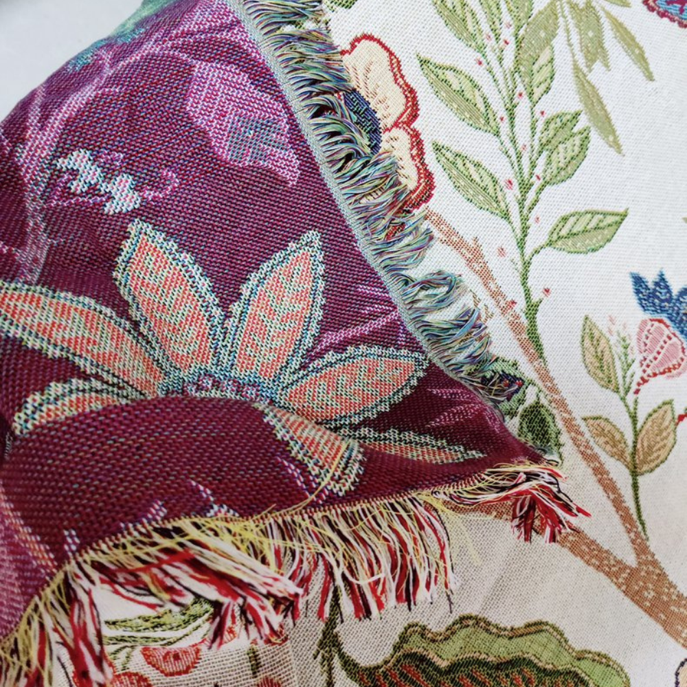 Blumenmuster Decke mit Rustikalen Fransen aus Weichem Polyester Baumwolle