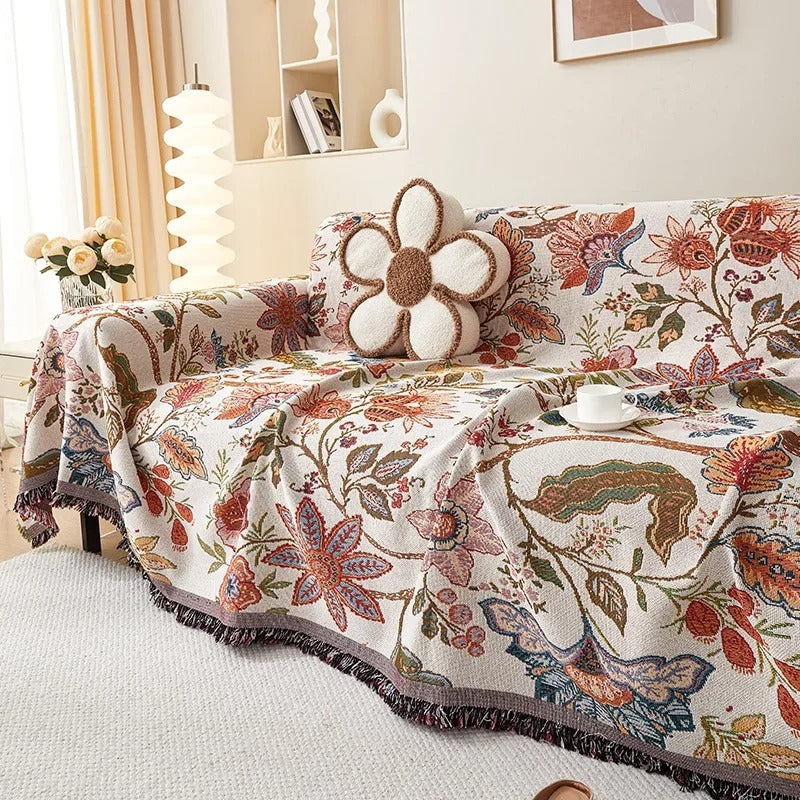 Blumenmuster Decke mit Rustikalen Fransen aus Weichem Polyester Baumwolle