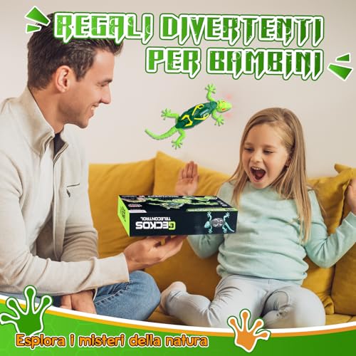 GecoFun Fernbedienung Eidechse | Interaktive Eidechse mit leuchtenden LED-Augen und realistischen Bewegungen für Kinder ab 3 Jahren