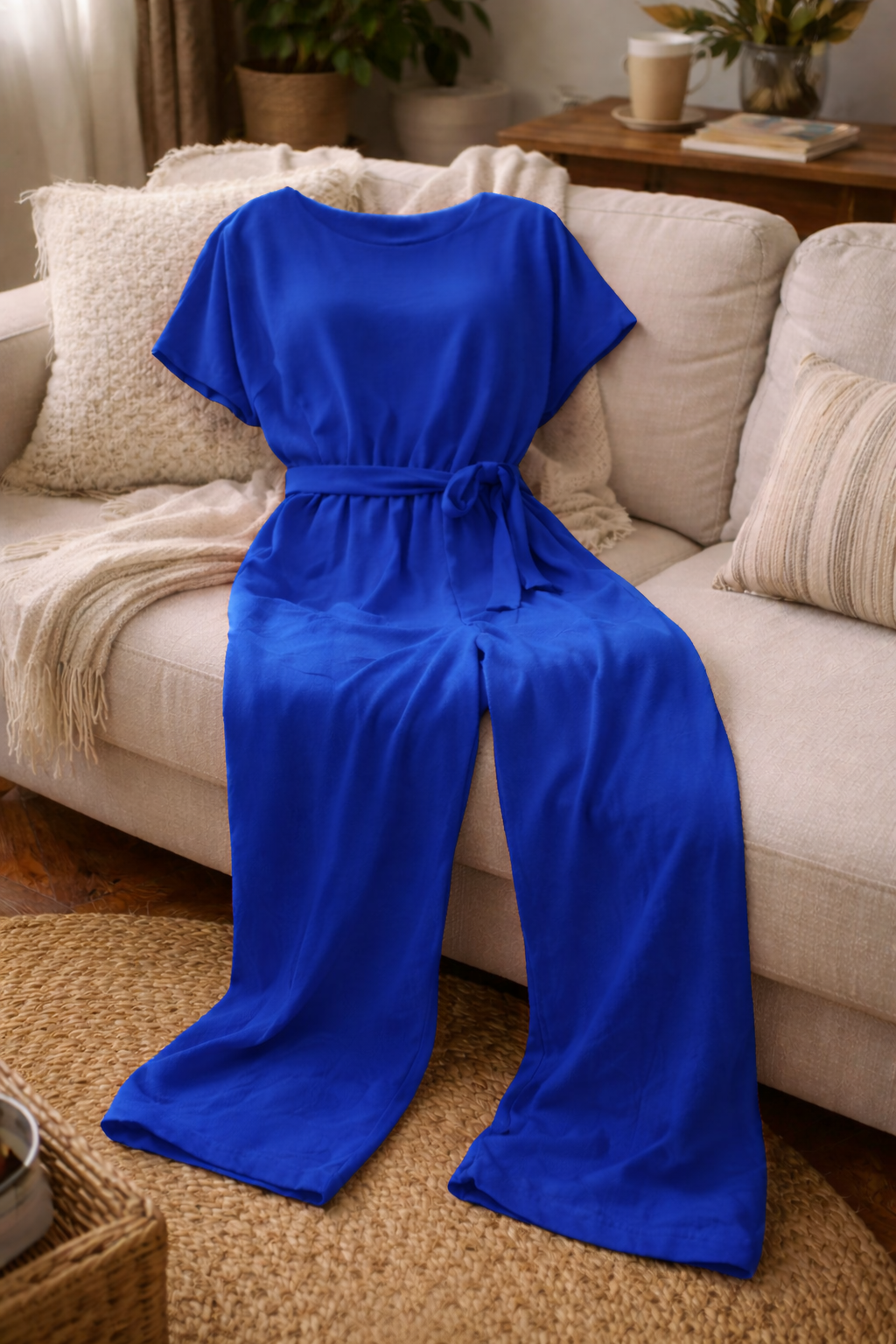 Drune | Damen Jumpsuit Weit Geschnitten mit Gürtel