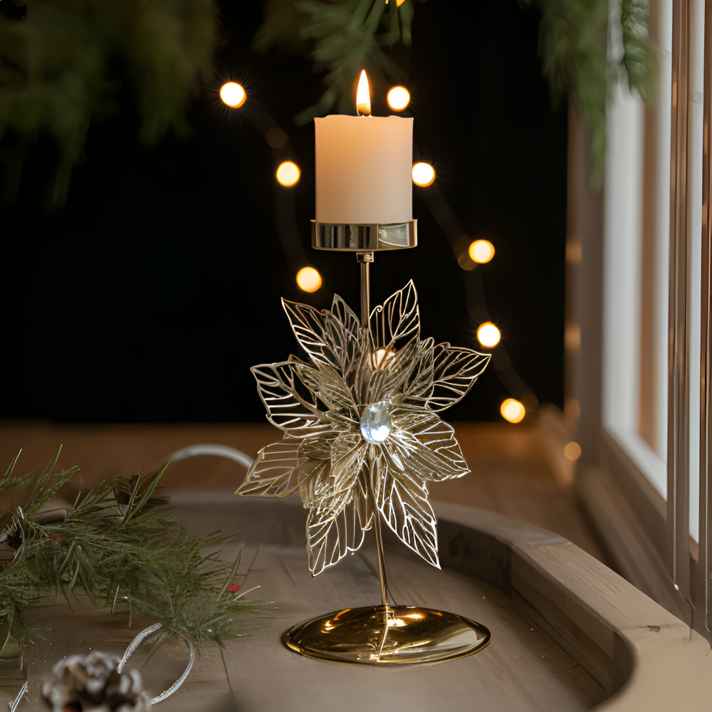 Vintage Goldene Weihnachtskerzenhalter – Stimmungsvolle Dekorative Tischdekoration
